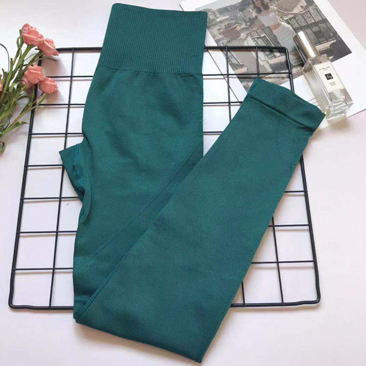 Teal green high-waist leggings from Women's Athletic Set — Bra, Pants & High Waist Set.