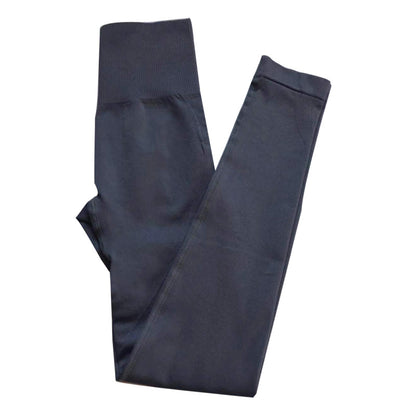Navy high-waist athletic leggings for women, from a bra-pants set
