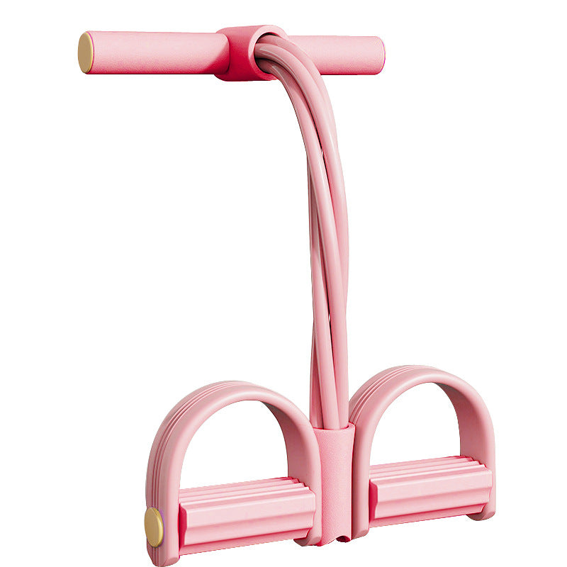 Pink six-tube pedal puller with dual foot pedals and top handle for full-body resistance workouts.