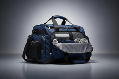 Men's large capacity sports gym bag in dark blue